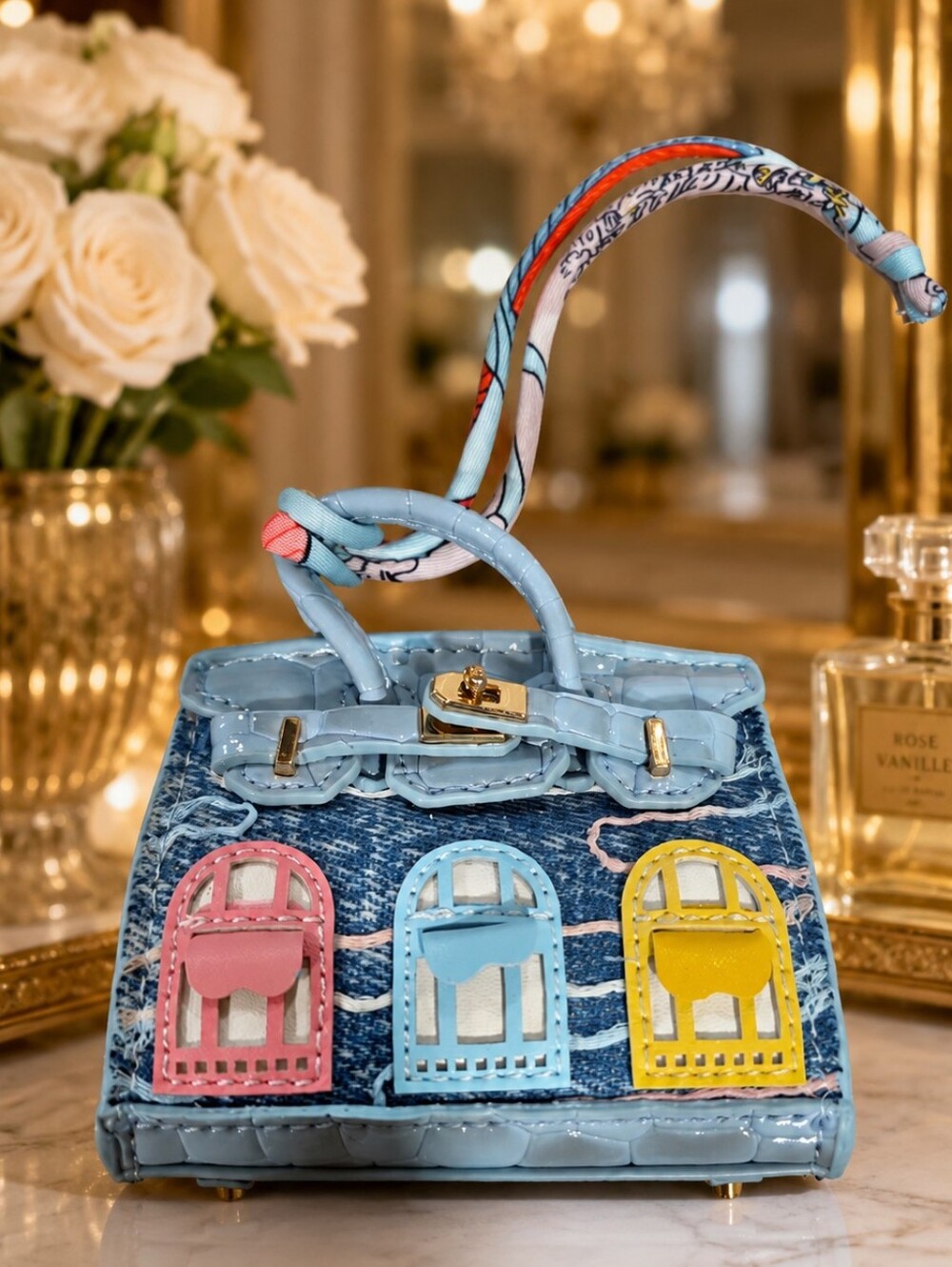Denim bag charm